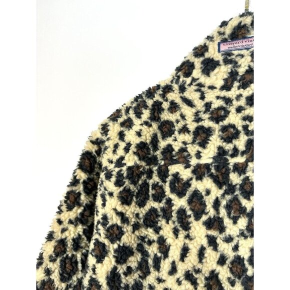 Vineyard Vines XS Womens Leopard Print Fleece SuperShep 1/2 Zip Pullover Animal - Picture 12 of 14